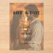 Simple Text Overlay Photo Save the Date Acryl Uitnodigingen (Voorkant)