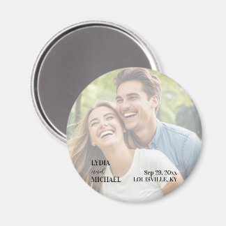 Simple Text Overlay Photo Wedding Favor Magneet