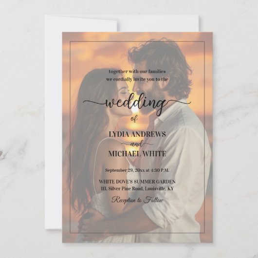 Simple Text Overlay Photo Wedding Kaart (Voorkant)