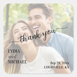 Simple Text Overlay Photo Wedding Vierkante Sticker