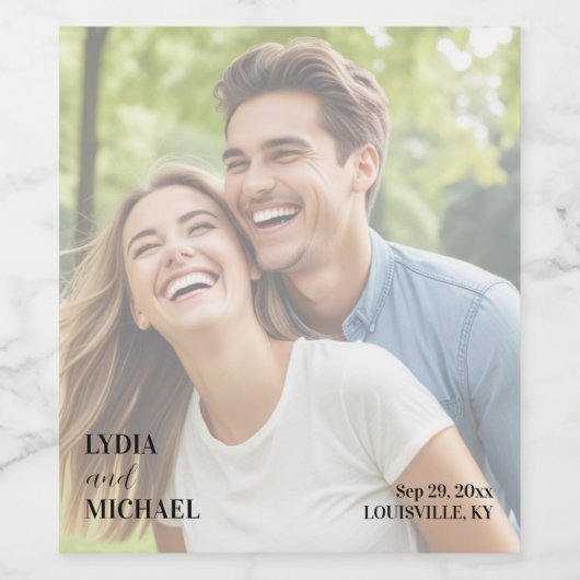 Simple Text Overlay Photo Wedding Wijn Etiket (Enkel label)