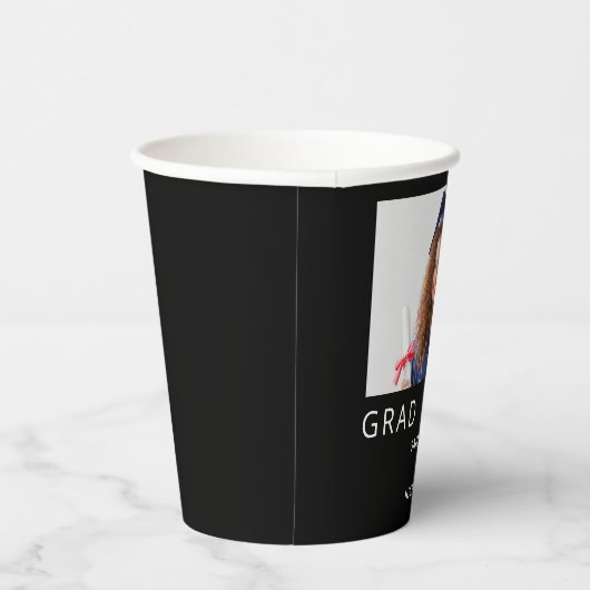 Simple Text Photo 2022 Afstuderen Black Papieren Bekers (Rechts)