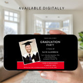 Simple Text Photo Gold Black Red 2023 Graduation Kaart