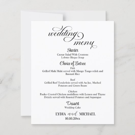 Simple Text Photo Overlay Wedding Menu (Voorkant)