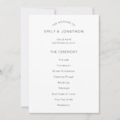 Simple Text Wedding Program Black White Kaart (Voorkant)