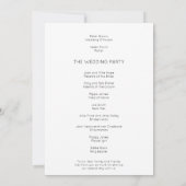 Simple Text Wedding Program Black White Kaart (Achterkant)