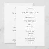 Simple Text Wedding Program Black White Kaart (Voorkant / Achterkant)