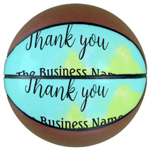 Simple thank you add business name details text basketbal