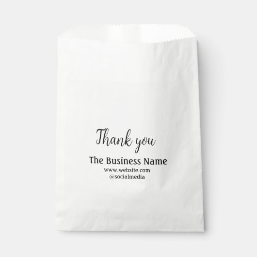 Simple thank you add business name details text bedankzakje (Voorkant)