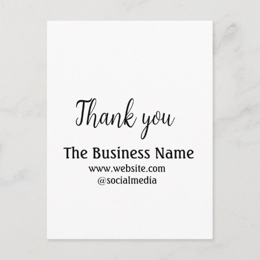 Simple thank you add business name details text briefkaart (Voorkant)