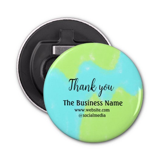 Simple thank you add business name details text button flesopener (Voorkant)