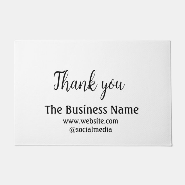 Simple thank you add business name details text deurmat (Voorkant)