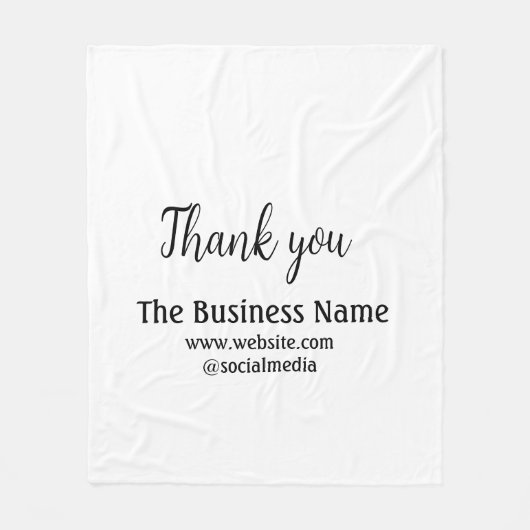 Simple thank you add business name details text fleece deken (Voorkant)