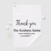 Simple thank you add business name details text golfhanddoek (Insitu)