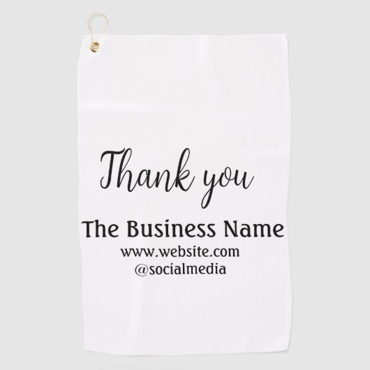 Simple thank you add business name details text golfhanddoek (Voorkant)