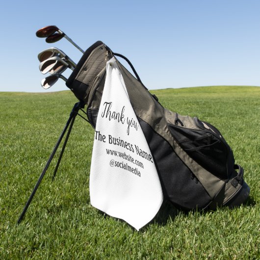Simple thank you add business name details text golfhanddoek (Groen)
