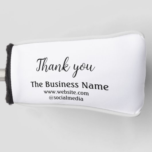 Simple thank you add business name details text golfheadcover (Voorkant)