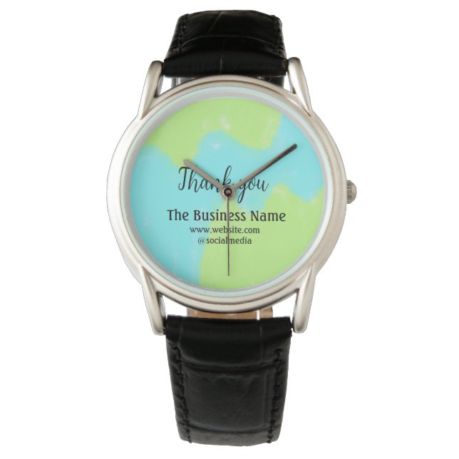 Simple thank you add business name details text horloge (Voorkant)