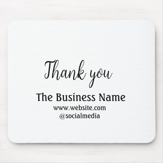 Simple thank you add business name details text muismat (Voorkant)
