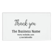 Simple thank you add business name details text naambadge (Voorkant)