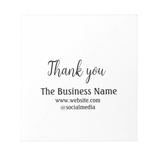 Simple thank you add business name details text notitieblok (Voorkant)
