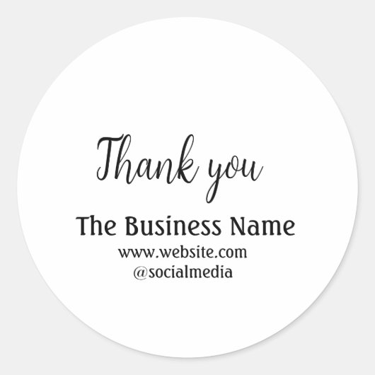 Simple thank you add business name details text ronde sticker (Voorkant)