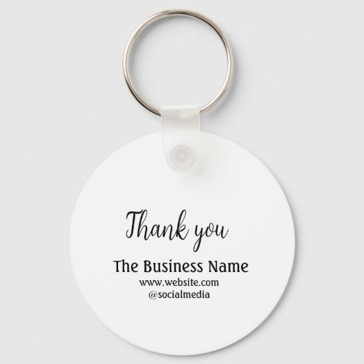 Simple thank you add business name details text sleutelhanger (Voorkant)