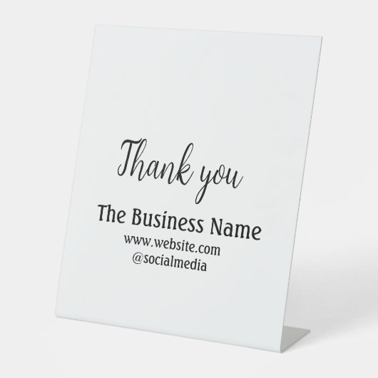 Simple thank you add business name details text t reclamebord met voetstuk (Voorkant)