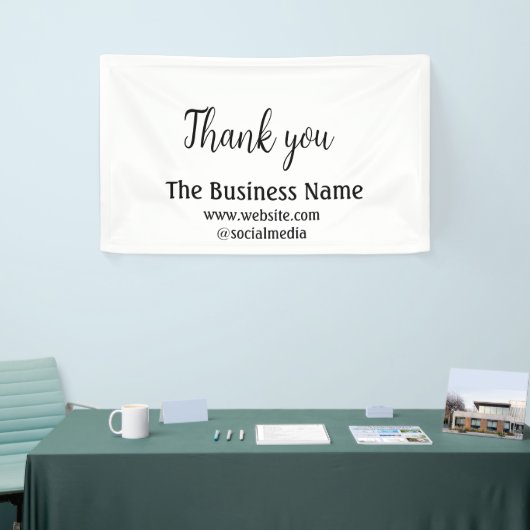 Simple thank you add business name details text t spandoek (Beurs)