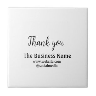 Simple thank you add business name details text tegeltje