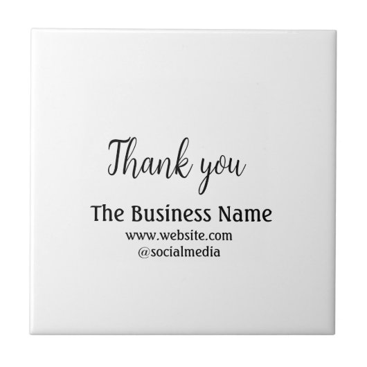 Simple thank you add business name details text tegeltje (Voorkant)