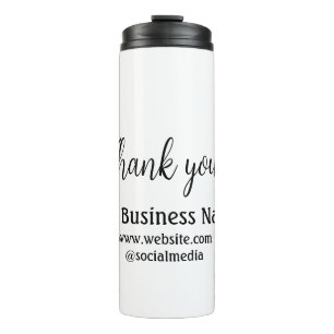 Simple thank you add business name details text thermosbeker
