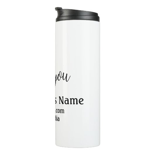 Simple thank you add business name details text thermosbeker (Geroteerd rechts)