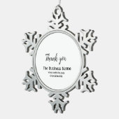 Simple thank you add business name details text tin sneeuwvlok ornament (Rechts)