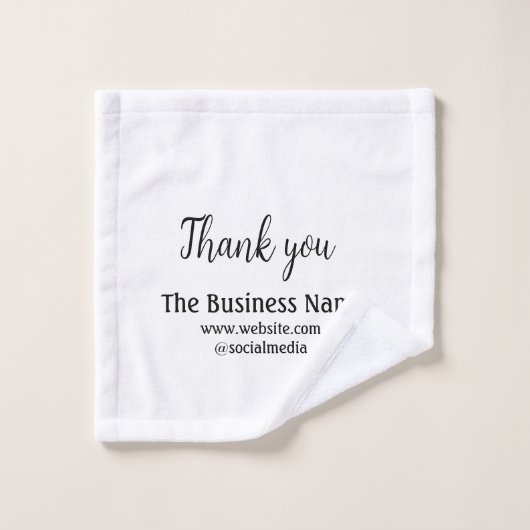 Simple thank you add business name details text washandje (Wasdoekje)