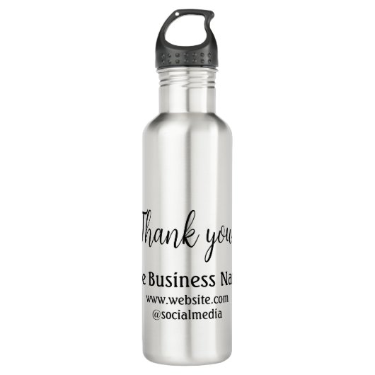 Simple thank you add business name details text waterfles  (Voorkant)