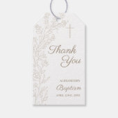 Simple Thank You Cross Floral Christian Baptism Cadeaulabel (Voorkant)