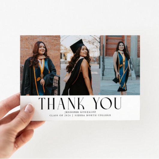 Simple Thank You White Grad Multi Photo Aankondiging