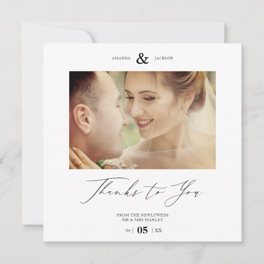 Simple Thanks To You Custom Photo Couple Wedding (Voorkant)