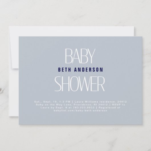 Simple Things Dusty Blue Baby shower II Kaart (Voorkant)