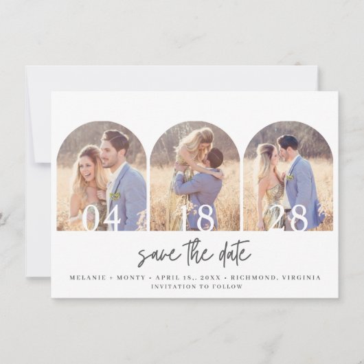 Simple Three Arch Photo Wedding Save The Date (Voorkant)