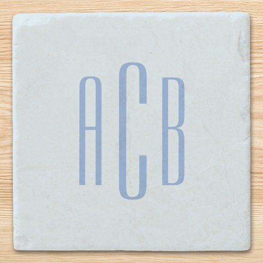 Simple Three Letter Blue Monogram Stenen Onderzetter
