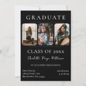 Simple Three Photo Afstuderen | Zwart Kaart (Voorkant)