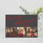 Simple Three Photo Holiday Card Feestdagenkaart (Staand voorkant)