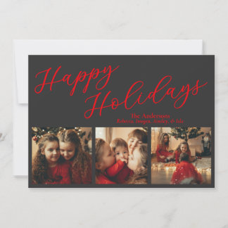 Simple Three Photo Holiday Card Feestdagenkaart