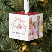 Simple Three Photo Red & White Christmas