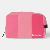 Simple Three Shades of Pink Stripes White Name Toilettasje (Achterkant)