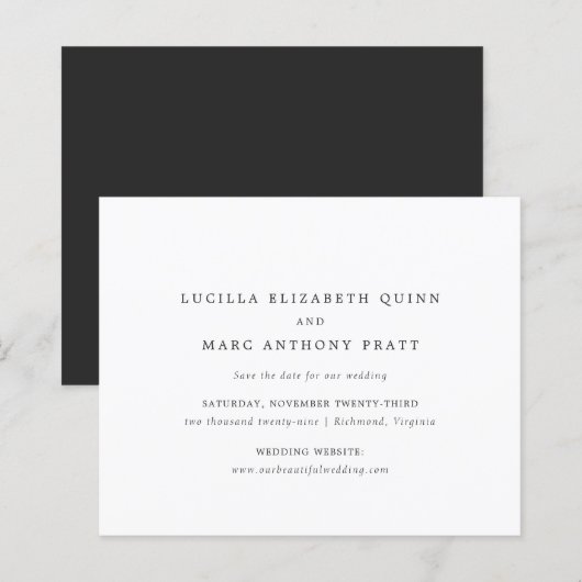 Simple Timeless Budget Wedding Save the Date (Voorkant / Achterkant)