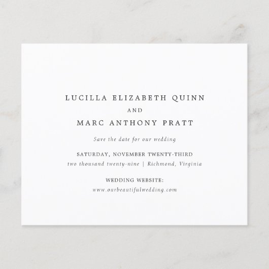 Simple Timeless Budget Wedding Save the Date Flyer (Voorkant)