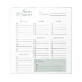 SIMPLE Travel Checklist Beige Bord Groen Esthetisc Notitieblok (Voorkant)